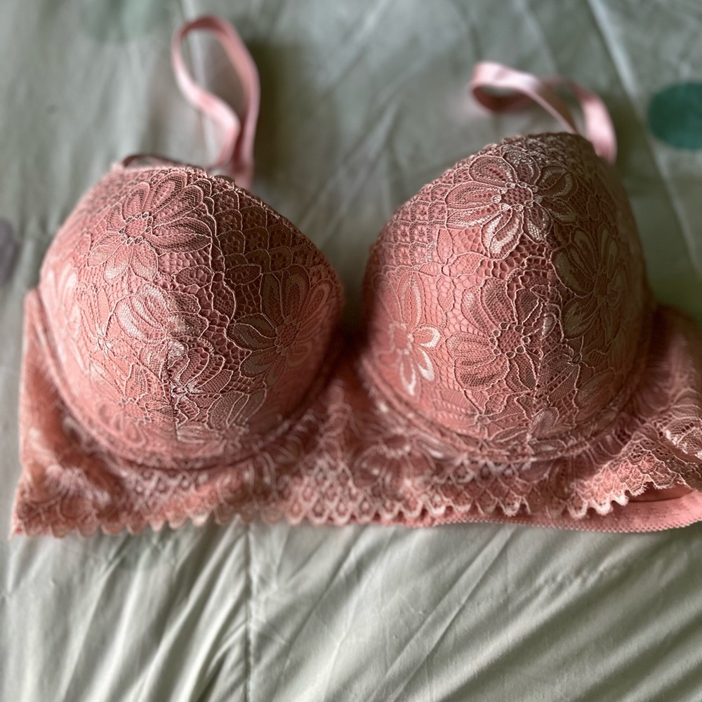 Unknown Brand: Pink Lace Full Support Longline Underwire Bra Size 38C